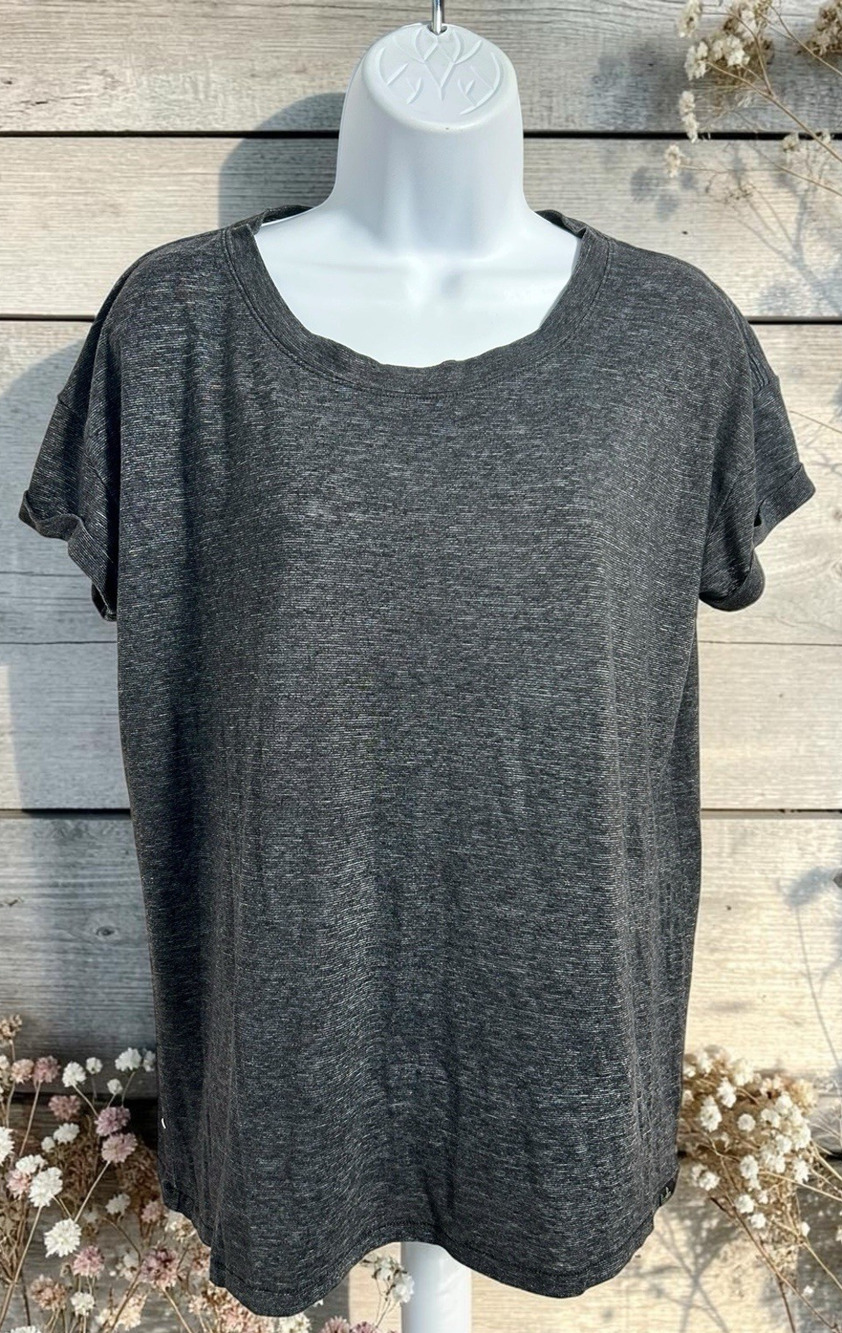 Women's Prana Black Tee Sz M Cuffed Short Sleeves Sz M Sustainable Quality Shirt
